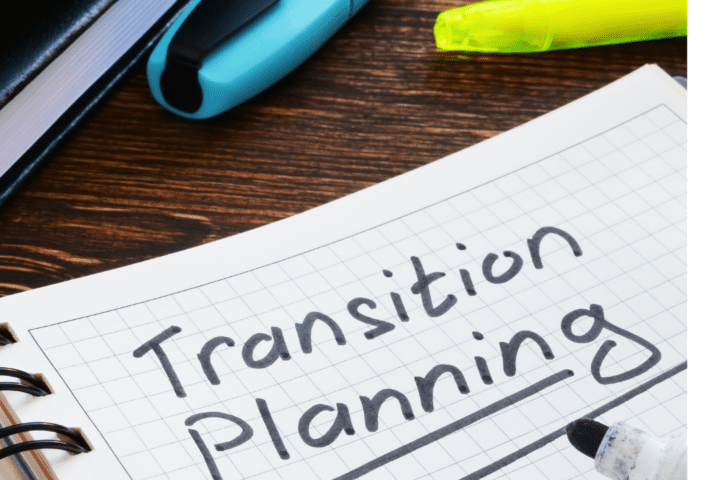 A notebook with the words transition planning written on it.